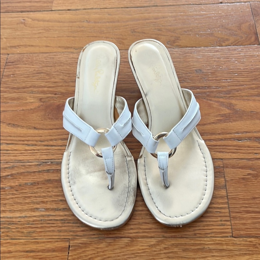 Lilly Pulitzer White Sandals with Bow Detail